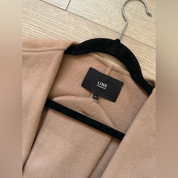 LINE 100% Wool Belted Capes Coat Tan Neutral S - Picture 5 of 8